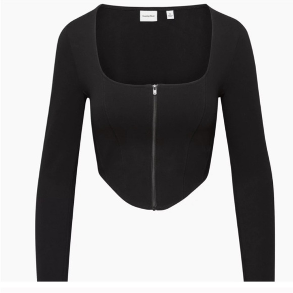 Sunday Best Aritzia Cropped Long Sleeve Corset Zip Front Top - Picture 5 of 5